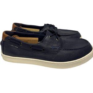 Cole Haan Nantucket Boat Moc Shoes Men's Navy Blue Leather Fixed Lace Size 11